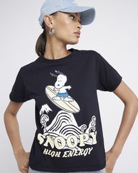 River Island - Grey Snoopy Graphic T-shirt - Lyst