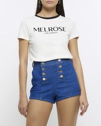 River Island - High Waisted Shorts - Lyst