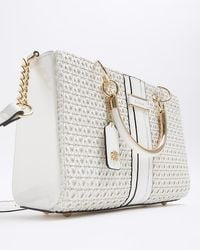 River Island - White Panelled Weave Tote Bag - Lyst