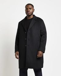 River Island - Big & Tall Regular Fit Wool Overcoat - Lyst