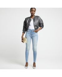 River Island - High Waisted Super Skinny Jeans - Lyst