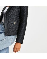 River Island Black Faux Leather Quilted Blazer