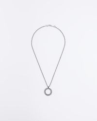 River Island - Silver Colour Twisted Ring Necklace - Lyst