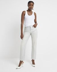 River Island - Silver Stove Pipe Straight Coated Jeans - Lyst