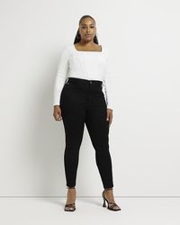 River Island - Plus Black High Waisted Skinny Jeans - Lyst