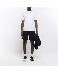 River Island - Black Regular Fit Embroidered Shorts - Lyst