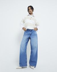 River Island - Petite Relaxed Straight Fit Jeans - Lyst