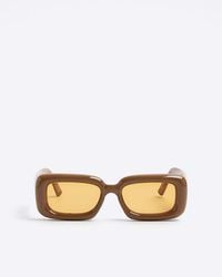River Island - Orange Bubble Frame Rectangular Sunglasses - Lyst