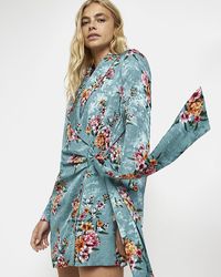 River Island - Floral Long Sleeve Blazer Dress - Lyst