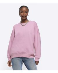 River Island - Pink Oversized Sweatshirt - Lyst