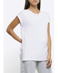 River Island - Split Hem T-shirt - Lyst
