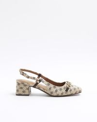 River Island - Brown Chain Monogram Sling Back Court Shoes - Lyst