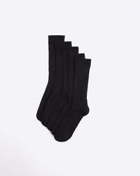 River Island - 5pk Black Ribbed Ankle Socks - Lyst