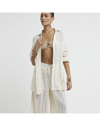 River Island - Crochet Oversized Beach Shirt - Lyst