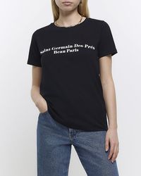 River Island - Black Short Sleeve Graphic T-shirt - Lyst