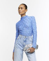 River Island - Textured Long Sleeve Top - Lyst