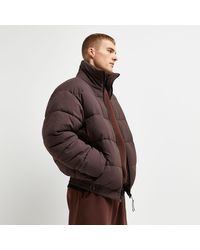 River Island Brown Oversized Fit Puffer Jacket
