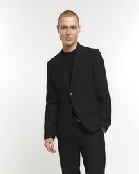 River Island - Black Skinny Fit Suit Jacket - Lyst