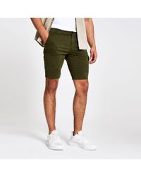 River Island Khaki Utility Skinny Shorts - Green