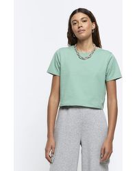 River Island - Green Cropped T-shirt - Lyst