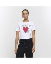 River Island - Heart Graphic T-shirt - Lyst