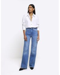 River Island - High Waisted Wide Leg Jeans - Lyst