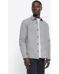 River Island - Grey Regular Fit Chest Pocket Shirt - Lyst