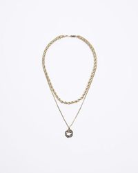 River Island - Gold Colour Snake Multirow Necklace - Lyst