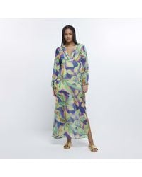 River Island - Purple Floral Beach Maxi Dress - Lyst
