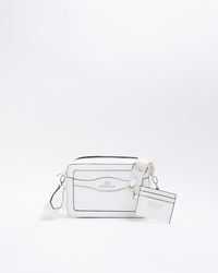 White quilted panel cross body bag