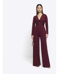 River Island - Red Twist Front Jumpsuit - Lyst