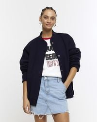 River Island - Button Up Bomber Jacket - Lyst