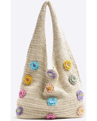 River Island - Crochet Flower Shopper Bag - Lyst