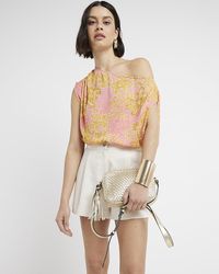 River Island - Gold Leather Woven Cross Body Bag - Lyst
