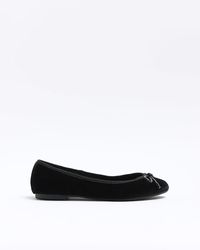 River Island - Black Bow Ballet Shoes - Lyst