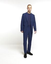 River Island - Blue Regular Fit Suit Jacket - Lyst