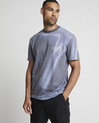 River Island - Blue Regular Fit Abstract Print T-shirt - Lyst