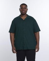 River Island - Big & Tall Green Regular Fit Revere Shirt - Lyst