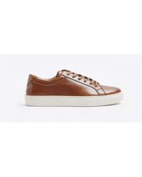 River Island - Leather Lace Up Trainers - Lyst