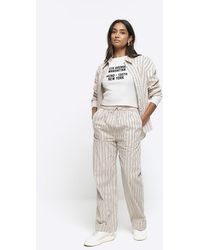 River Island - Stripe Straight Pull On Trousers - Lyst