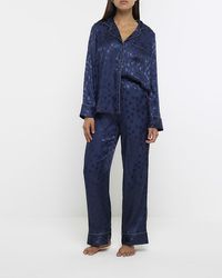 River Island - Navy Jacquard Star Pyjama Trousers - Lyst