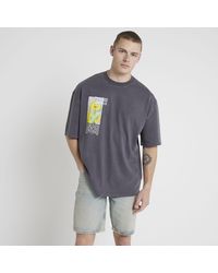 River Island - Oversized Graphic Print T-shirt - Lyst