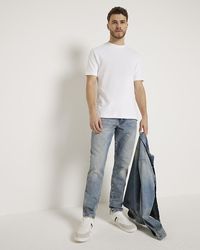 River Island - White Ri Studio Slim Fit T-shirt - Lyst