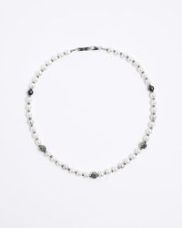 River Island - White Pearl Beaded Necklace - Lyst