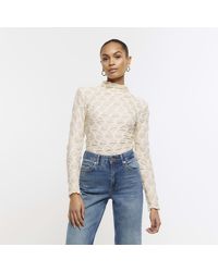 River Island - Textured Long Sleeve Top - Lyst
