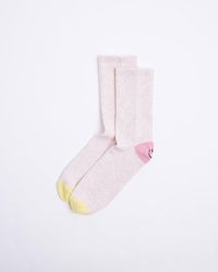 River Island - Pink Graphic Print Smiley Socks - Lyst