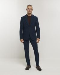 River Island - Blue Slim Fit Suit Trousers - Lyst