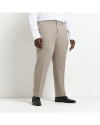 River Island - Slim Fit Flannel Trousers - Lyst