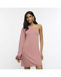 River Island - Pink One Shoulder Bodycon Mini Dress - Lyst