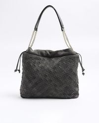 River Island - Grey Suede Weave Slouch Tote Bag - Lyst